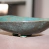 Turquoise & green ceramic bowl with feet
