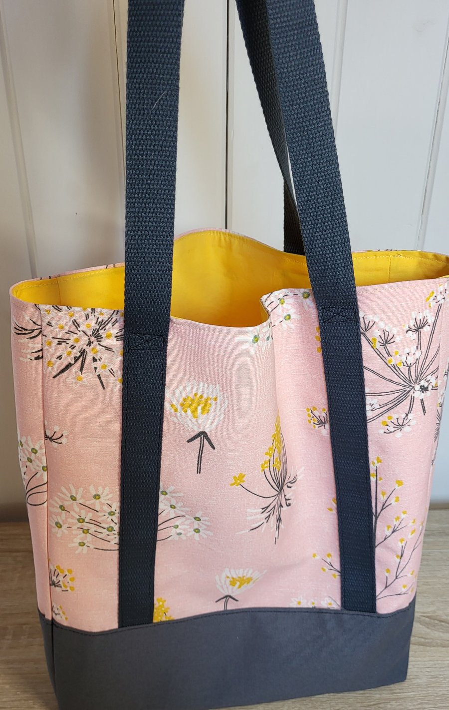 Tote Bag in Vibrant Spring Flowerheads Fabric