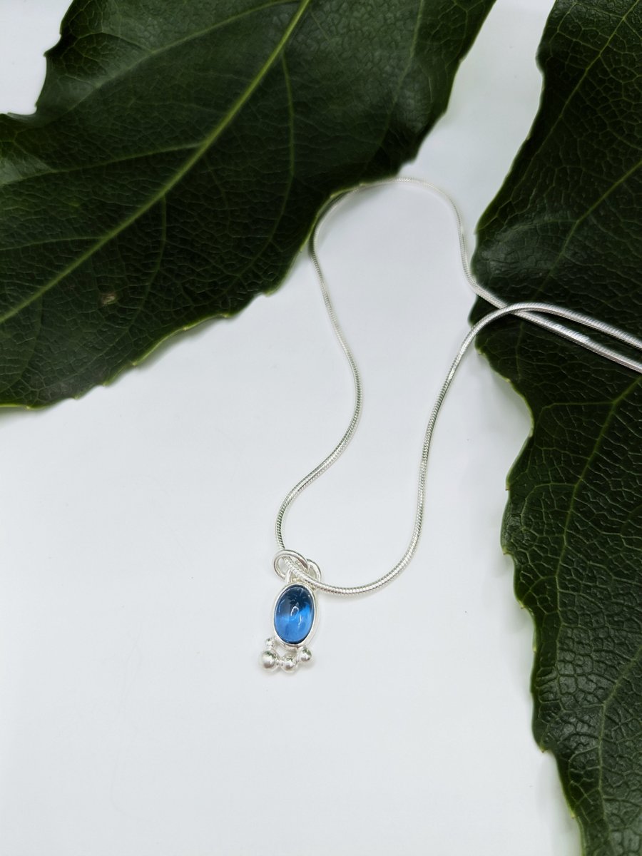 Bubble Sterling Silver London Blue Topaz on a Silver Necklace