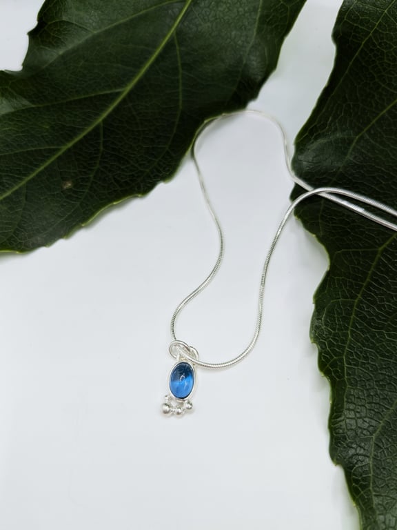 Bubble Sterling Silver London Blue Topaz on a Silver Necklace