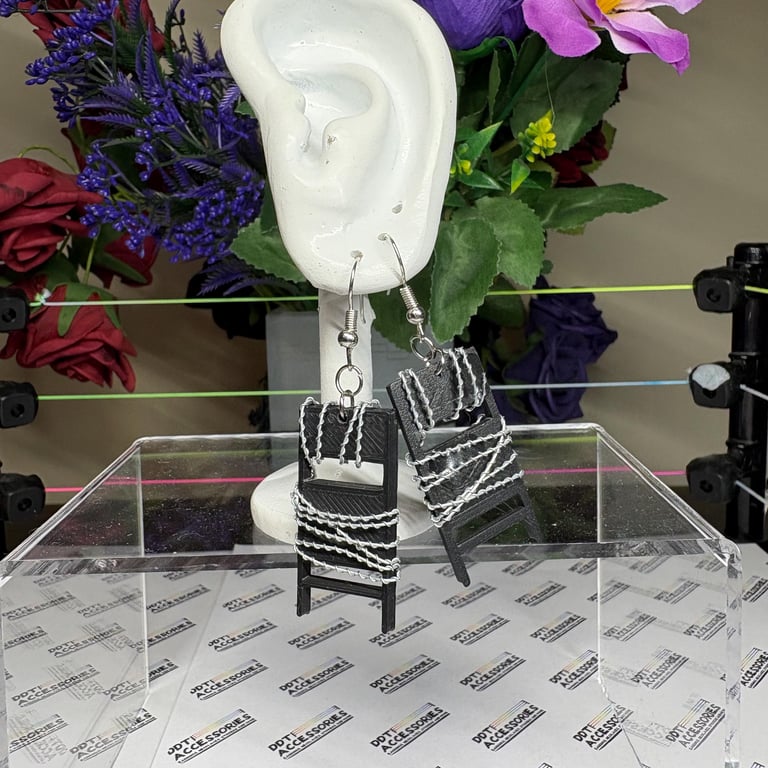 Barbed Wire steel Chair Earrings: Wrestling Jewelry AEW WWE WWF earrings