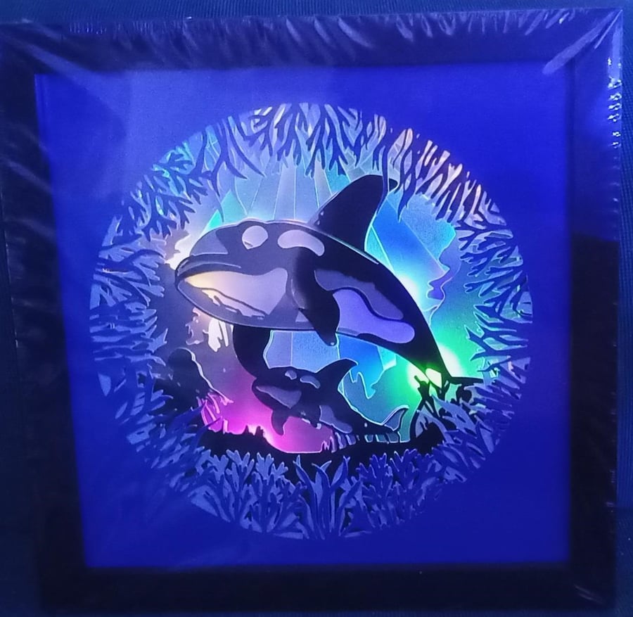 Orca , Nightlight, Lightbox, Orca Theme, made to order.Wall Hanging
