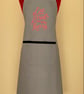 Chef Style Apron In Grey Embroidered with 'Eat Drink & Be Merry' - Image 2