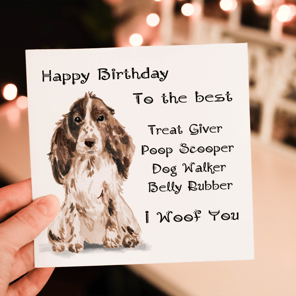 Cocker Spaniel Brown Dog Birthday Card, Dog Birthday Card,Personalized Dog Breed