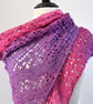 Pink and Purple Crochet Shawl with beads and tassels