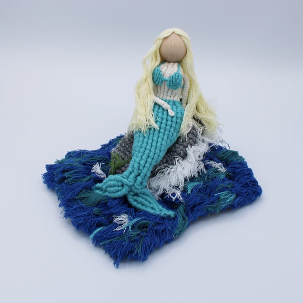 Mermaid macrame sculpture, ornament