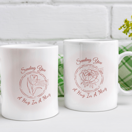 Sending You A Hug In A Mug Long Distance Mug Floral Stamp