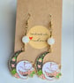 Cat Moon Earrings - White Beads - Image 1