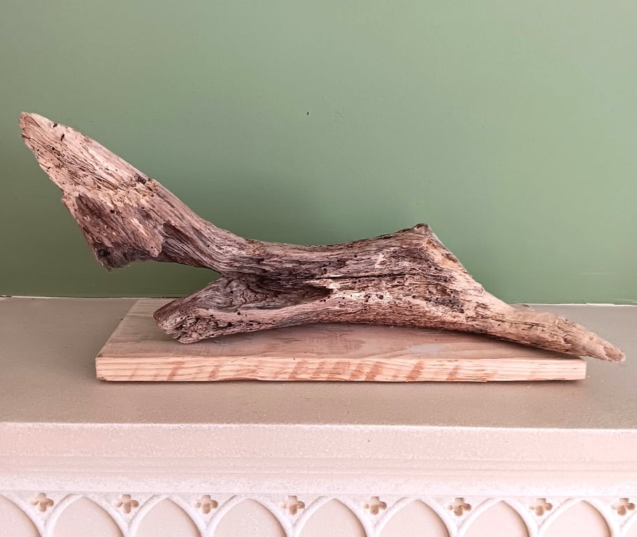 Handmade Driftwood Sculpture  Modern Abstract Original Coastal Art Decor 