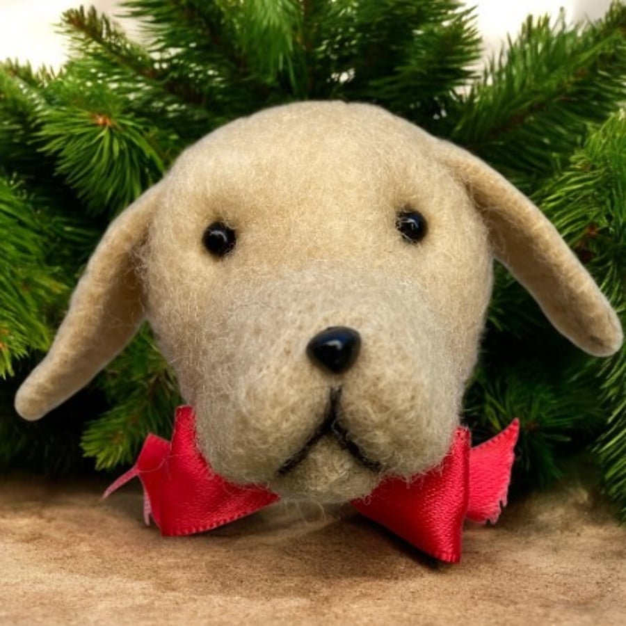 Golden Yellow Labrador Needle felted Dog head bauble, decoration, pet keepsake