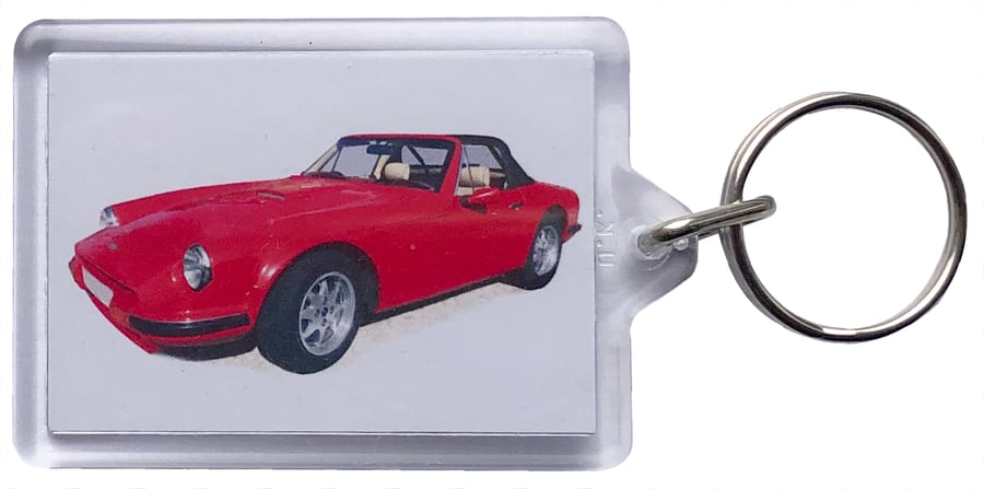 TVR S2 1989 (Red) - Keyring with 50x35mm Insert - Car Enthusiast