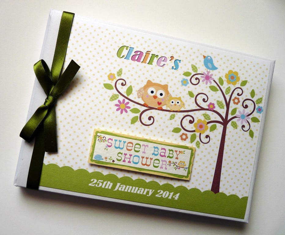 Happi tree baby shower guest book, unisex baby shower book, gift