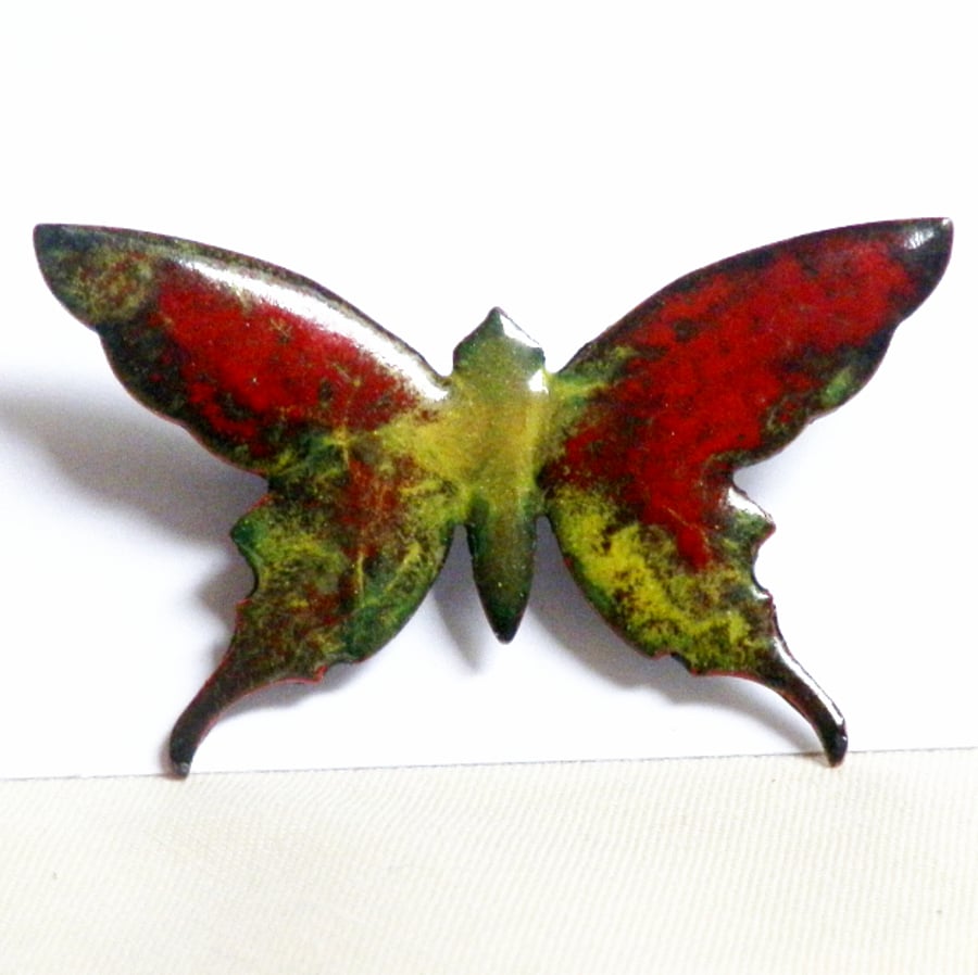 red and yellow butterfly brooch