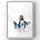 Watercolour Print Rockhopper Penguins 'Salty and Pepper' - Signed