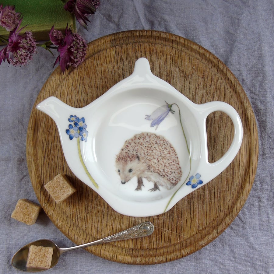 Hedgehog Bone China Teabag Tidy