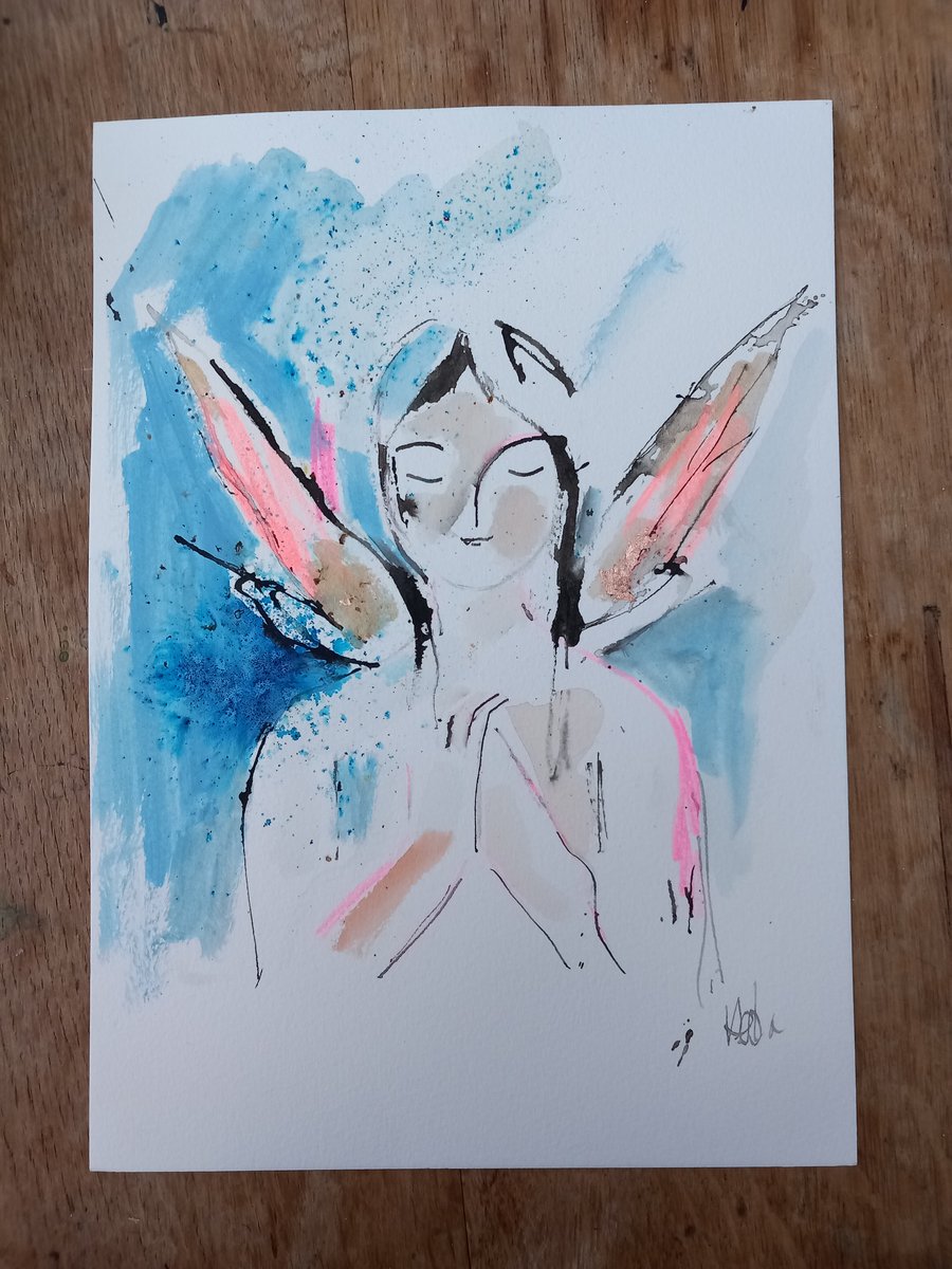 'Inky Fairy'  original contemporary ink drawing l unframed art