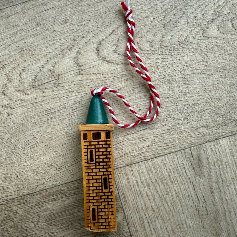 Christmas Village Tower Ornaments - Upcycled from Toys
