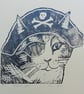 Pirate Cat Open Edition Hand-Pulled Linocut Print  - Image 2