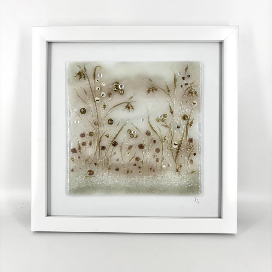 Fused and Lamp Worked Glass Flower Meadow Picture