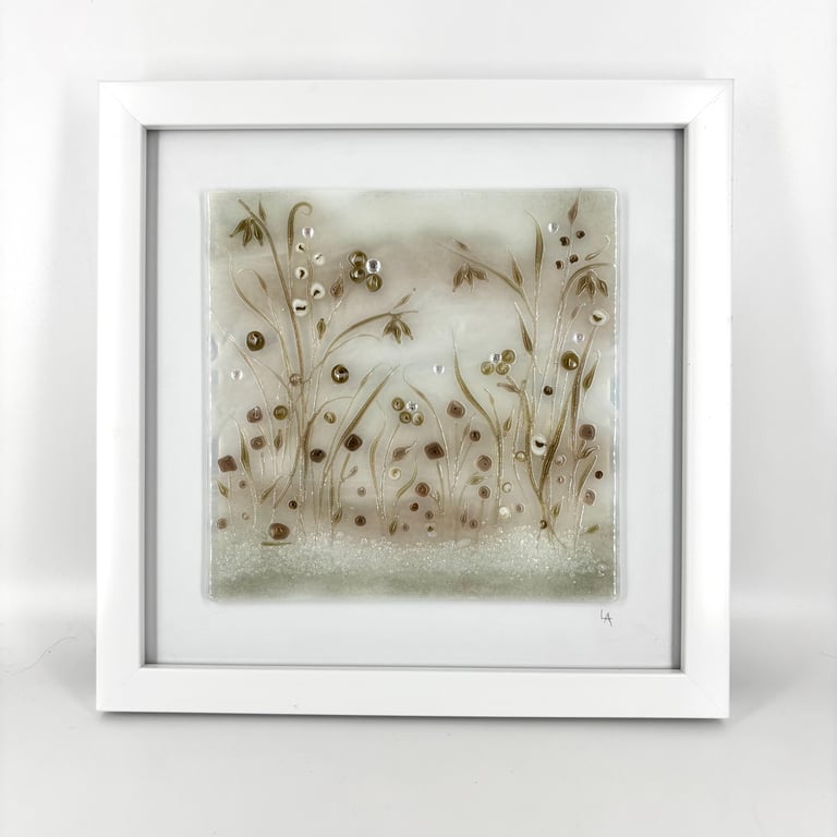 Fused and Lamp Worked Glass Flower Meadow Picture