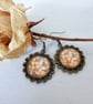 Vintage Style Dangle Earrings with Flower Art - Image 4