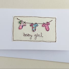 Personalised Embroidered Vests Baby Girl Card