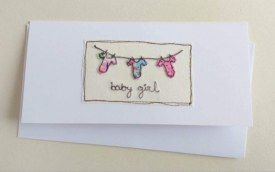 Personalised Embroidered Vests Baby Girl Card