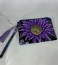 Floral zip clutch bag, Detachable wrist strap, 2 size options, Handmade - Image 6