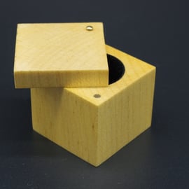 Handmade wooden flock lined ring box. Scottish Ash.