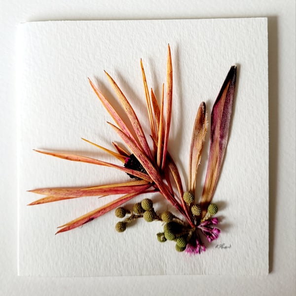 Handmade 'Abstract' Pressed Flower Blank Greeting Card 