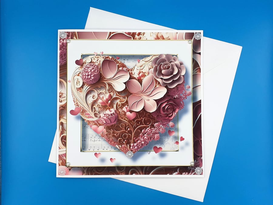 Wedding Anniversary, Wedding Day Card, 8x8inches,20x20cms, Decoupage