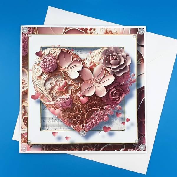 Wedding Anniversary, Wedding Day Card, 8x8inches,20x20cms, Decoupage