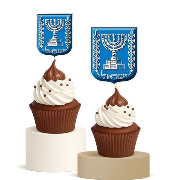 Israel Emblem Cupcake Toppers 15pk  Jewish Party  Yom Ha’atzmaut Décor
