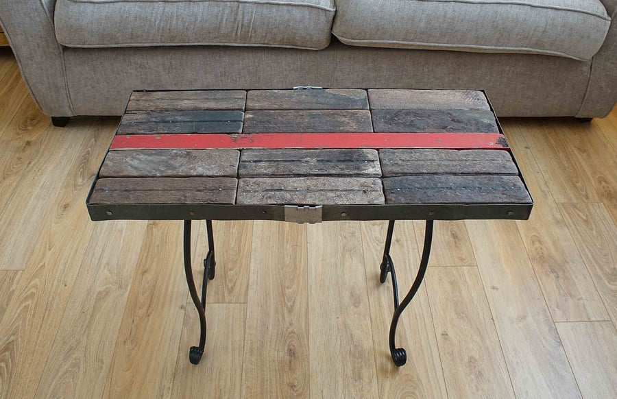 Reclaimed wooden rustic industrial coffee table