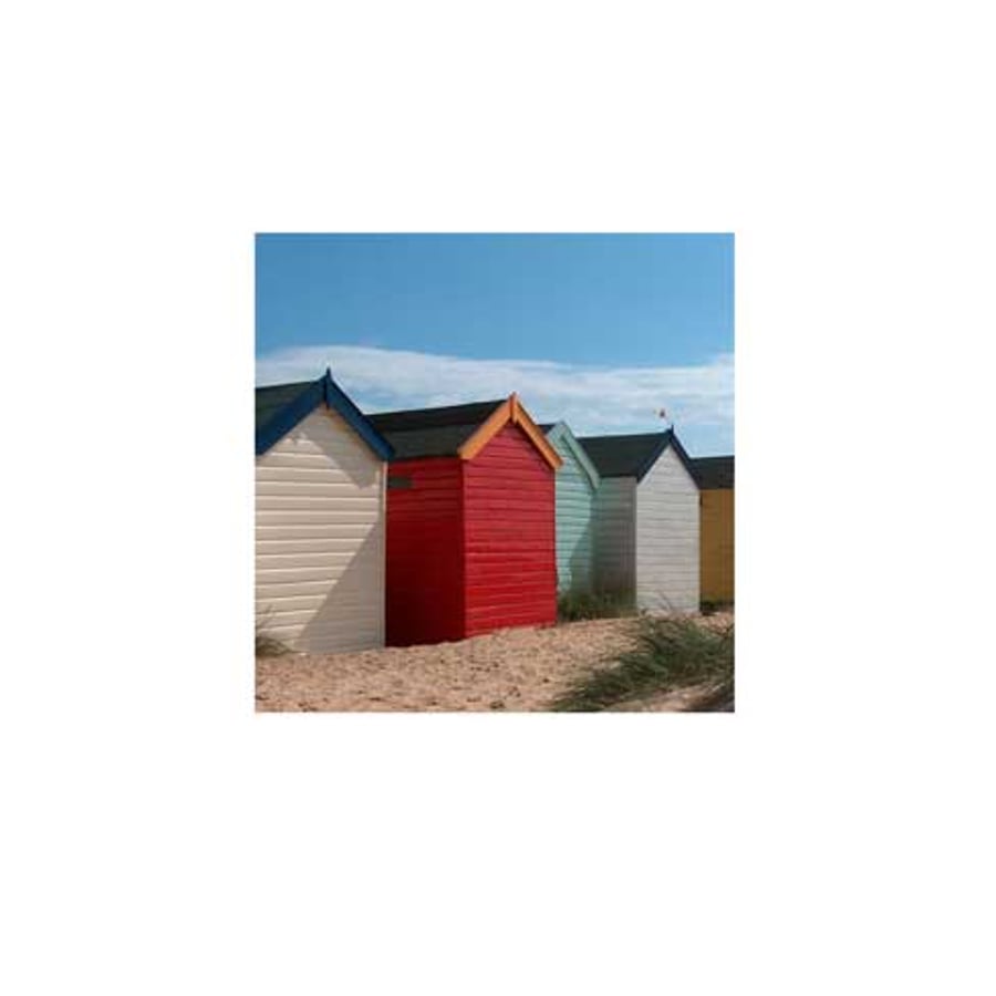 Beach huts - pack of 5 greetings cards (blank for your own message)