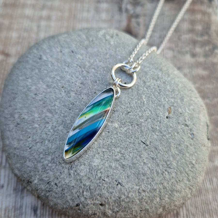 Sterling Silver and Surfite Surboard Necklace Pendant