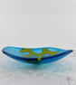 Turquoise Blue Glass Dish with Seaweed Design - Image 4