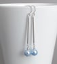 Light Blue Pearl and Sterling Silver Dangle Earrings - Pale Blue Drop Earrings - Image 1