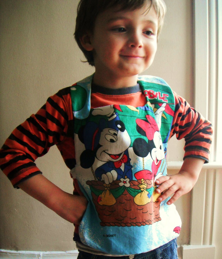 Reversible Vintage Thomas & Mickey Apron-Bib