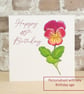 Birthday AGE Card Floral Viola - Personalised with any Birthday age