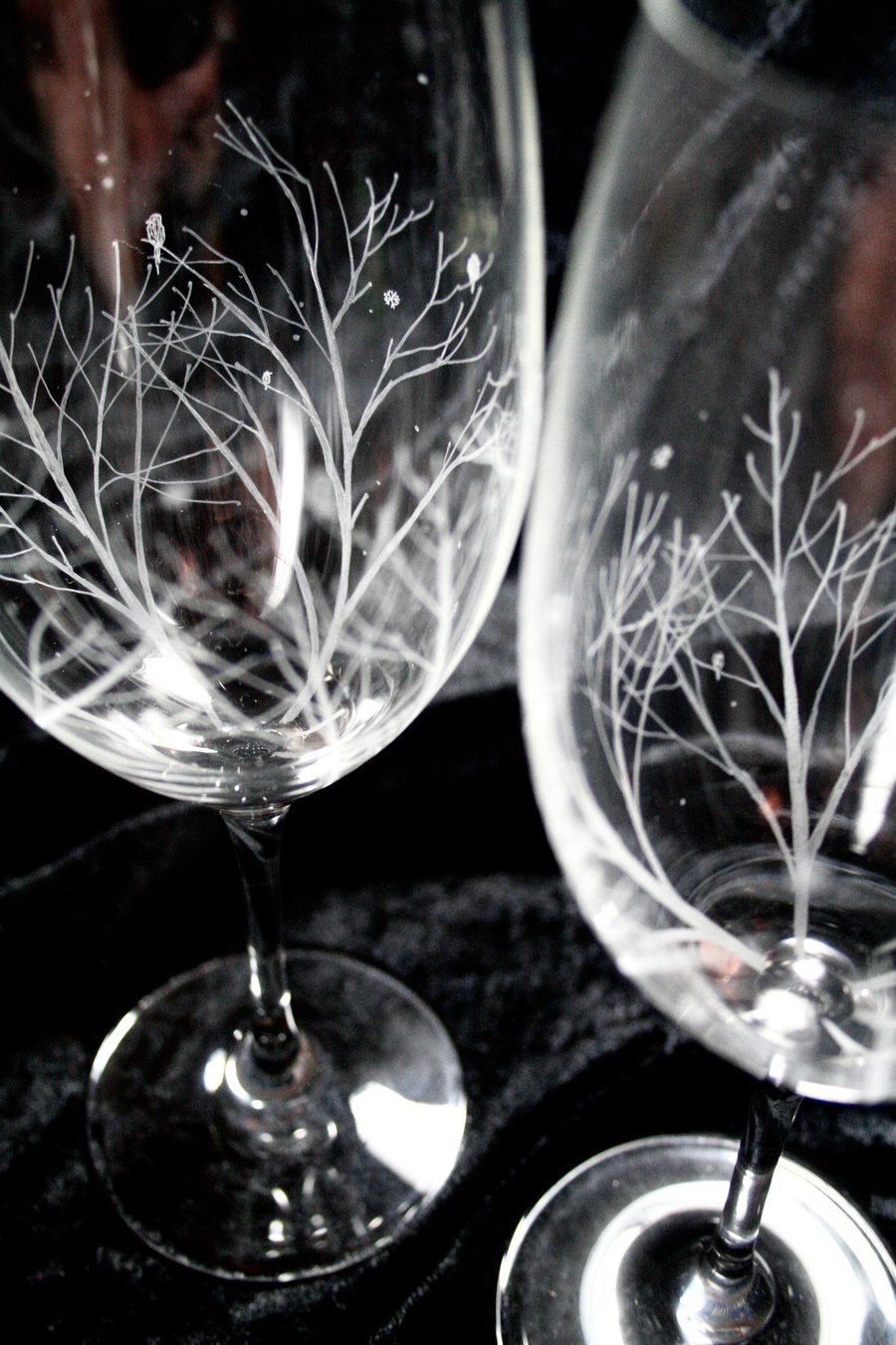 Pair of Winter Woodland Wine Glasses