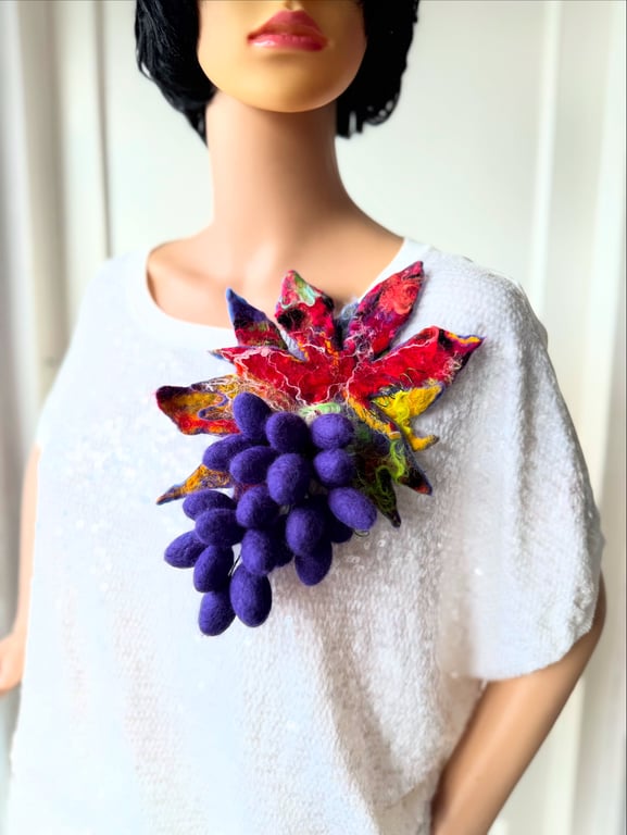 Hand Felted, Wool felted soft ART brooch