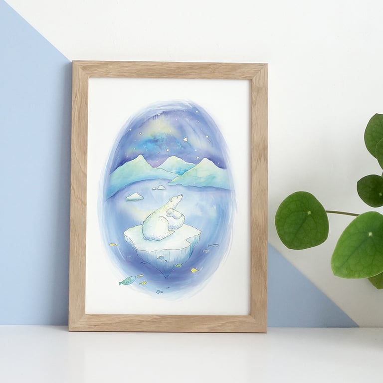 A Polar Bear Called Aurora - Illustrated Art Print by Lizzie Martell