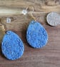 Handmade Polymer Clay Blue and Gold Egg Earrings, 316 Surgical Stainless Steel