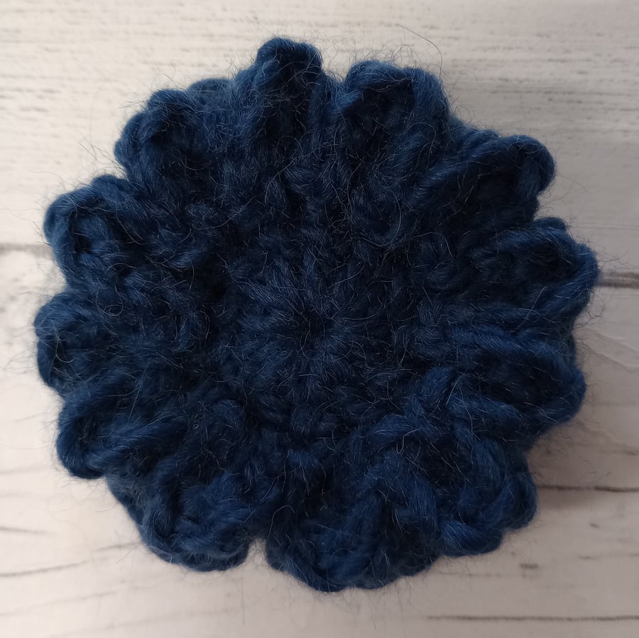 Navy Blue Flower Brooch,  Light Weight Flower Brooch