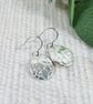 Earrings, Sterling Silver Flower Pattern Rustic Shape Droppers - Image 2