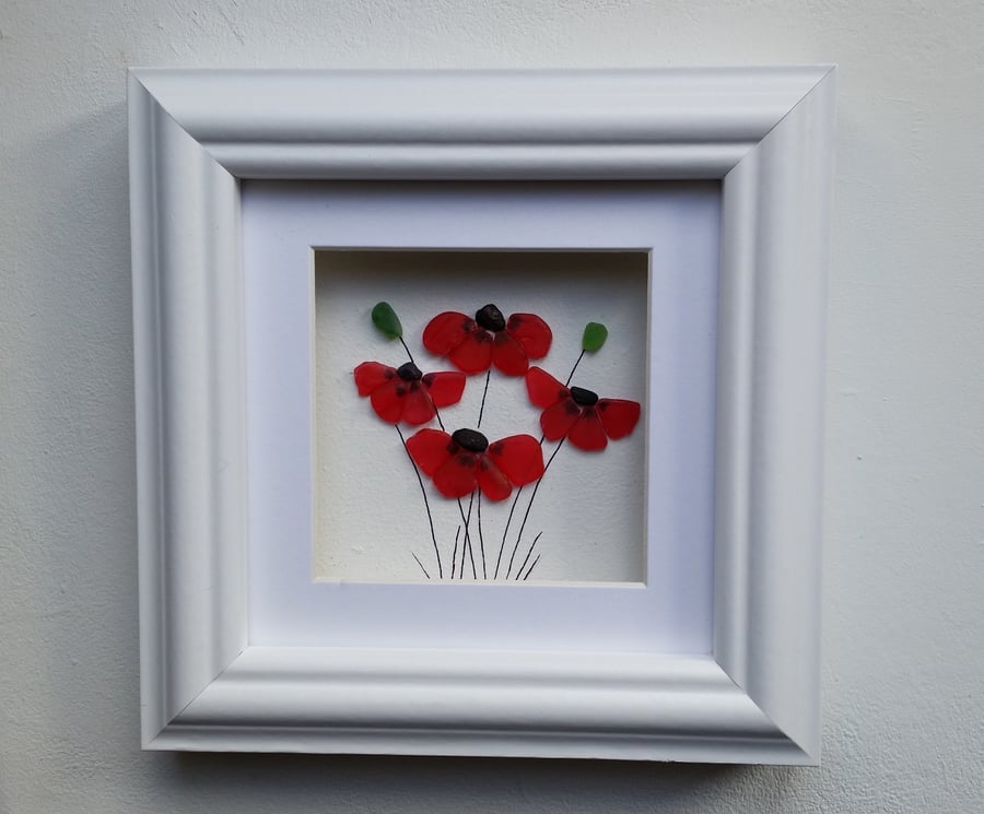 Stained Glass Poppies, Sea Glass Poppies, Mosaics Poppy Pictures, Mother's Day 