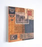 Vintage Paper Collage on Wood Panel, 14.8cms, Free UK Postage (207) - Image 2