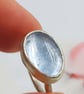 Handmade Silver Bezel Ring with Oval Synthetic Aqua Spinel : Size J - Image 2