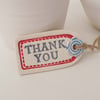 Small ceramic Thank You gift tag decoration with flower